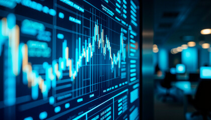Financial graph displaying data trends in modern office