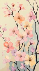 Ethereal Blossoms in Watercolor, Pastel colors