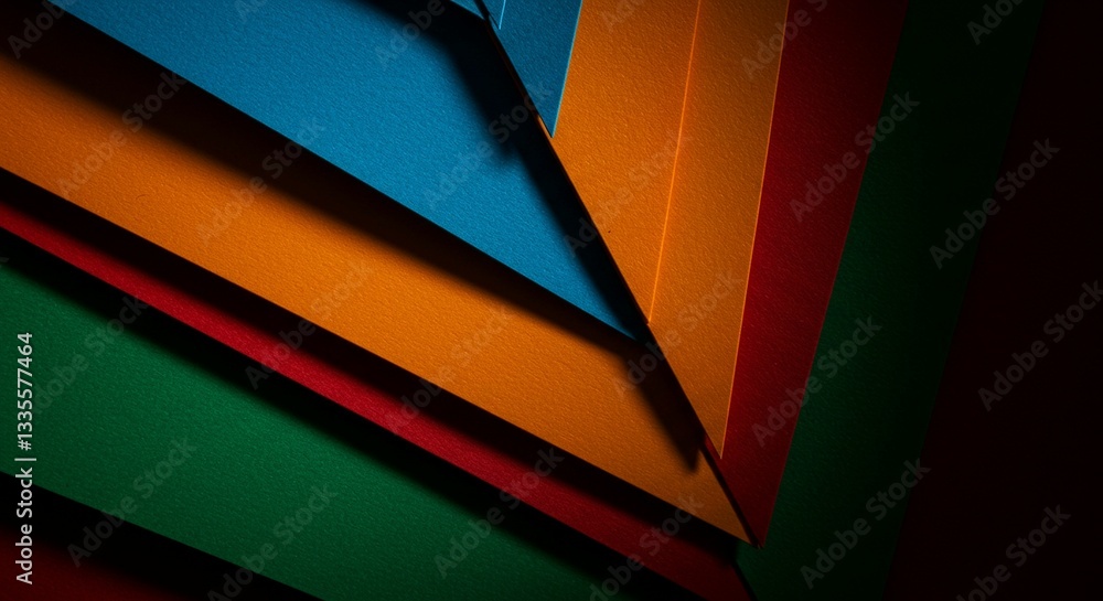 Aufkleber abstract colorful geometric pattern overlapping layers of vibrant textured paper
