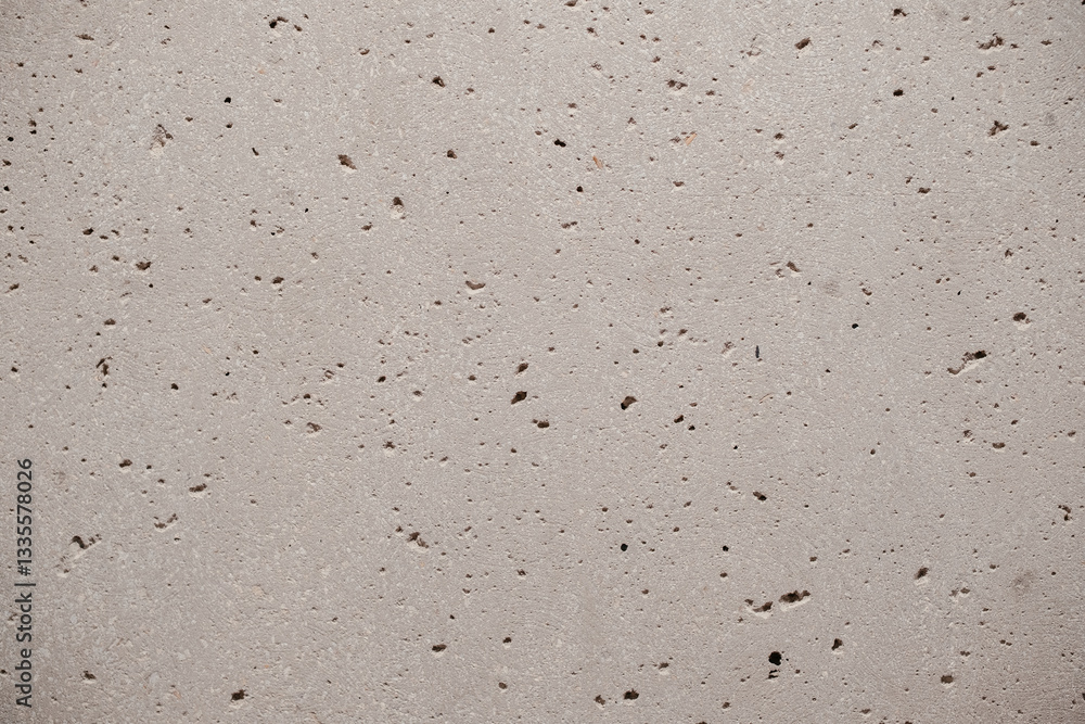Poster rough mottled concrete surface shows a pattern of small dark spots and pores that create a unique te