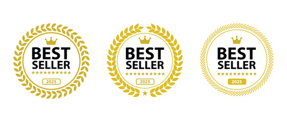 Best seller badge collection, symbol, icon, sign, label, sticker, vector illustration.