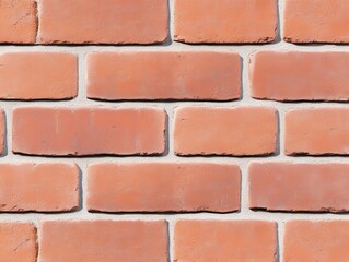 Obraz premium Close-up view of a textured brick wall showcasing warm red tones and even spacing