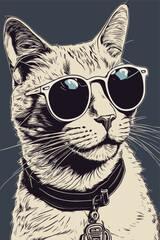 Portrait of a cat in sunglasses. Vector illustration for your design