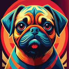 Portrait of pug dog. Vector illustration for your design.