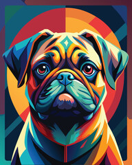abstract colorful background portrait dog pug colorful