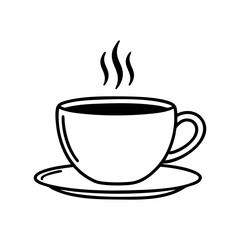 Coffee Cup with Steam in Minimalist Style