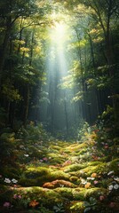 Sunbeam Through the Canopy, Sunshine breaking through clouds