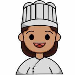 Obraz premium Simple female chef icon design with cute style, can be used as a cooking editing tool symbol.