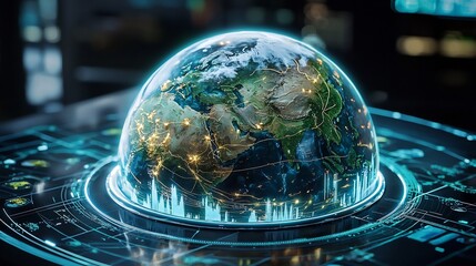 Fototapeta premium Futuristic digital twin of Earth where users can simulate environmental changes predict future scenarios