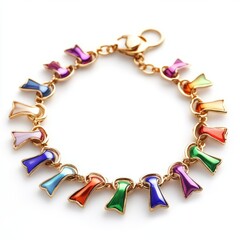 Awareness bracelet with small ribbon charms isolated on white background