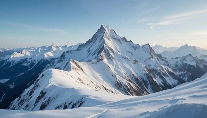 Naklejka premium Majestic Snowy Mountain Summit