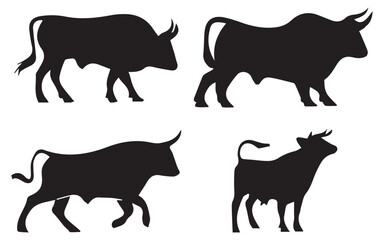 Bull Silhouettes, Illustrations, and Icons Bundle