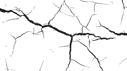 Sketch crack texture. Ground cracks, breaks on land surface from earthquake. old wall background crack vector.

