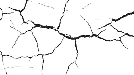 Sketch crack texture. Ground cracks, breaks on land surface from earthquake. old wall background crack vector.
