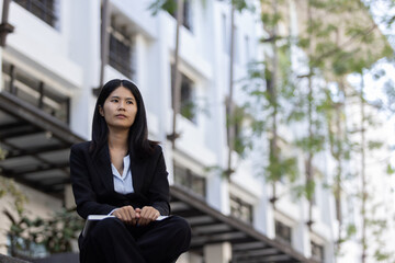 Future remote work combines technology smart phone digital business woman enable e-learning...