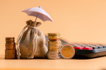 Insurance background money coin concept business protection finance sale financial investment buy...