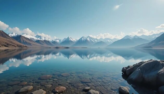 Tranquil Mountain Lake Reflection 382