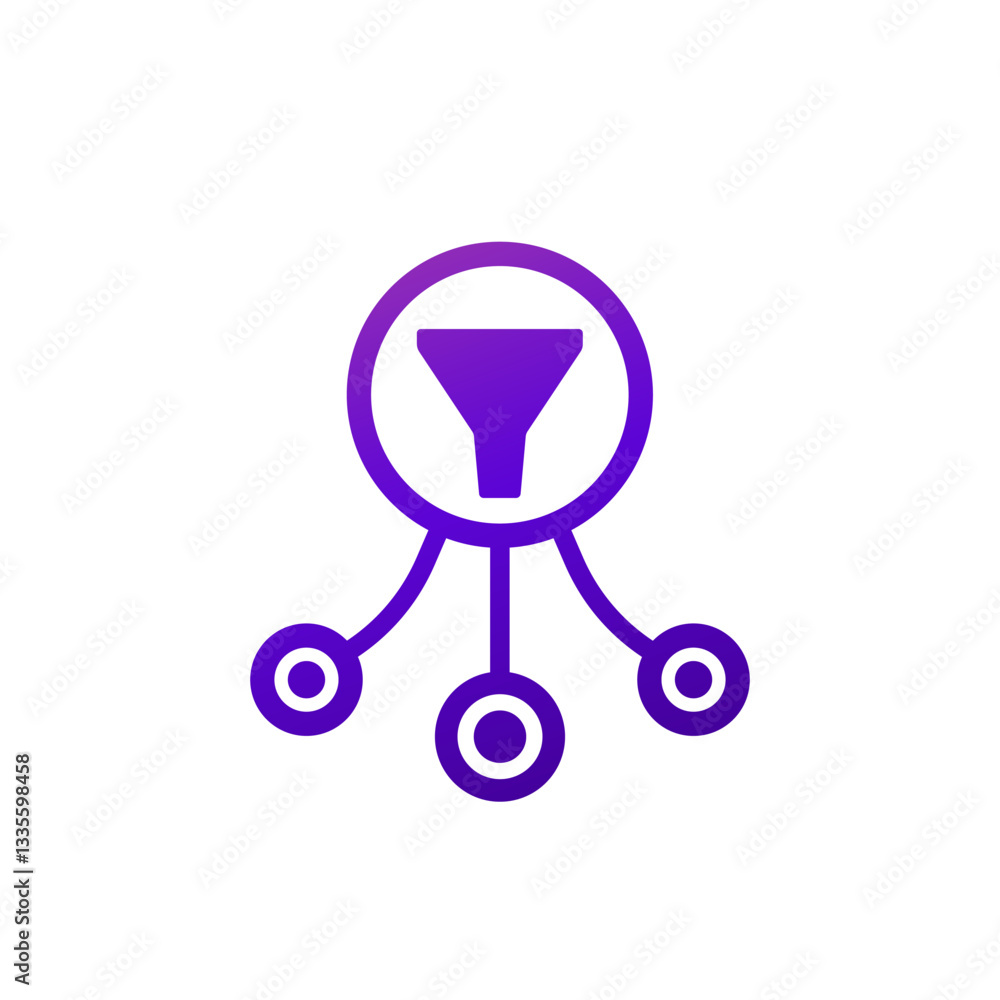 Poster data filtering icon with a funnel