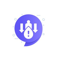 dehydration icon, low body water vector