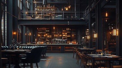 Elegant Industrial Restaurant Interior Design