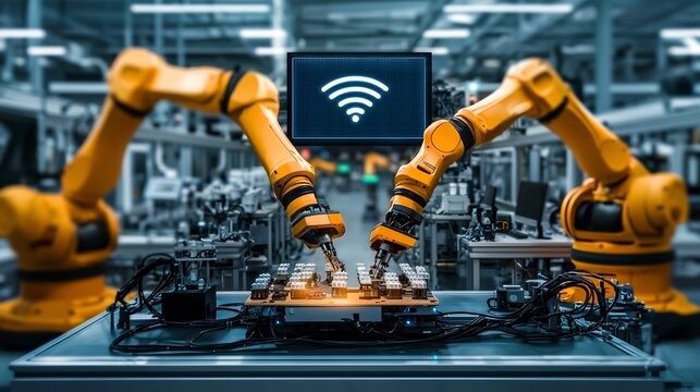 Iot connected robotic arms assembling products a 5G enabled autonomous manufacturing plant