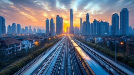 Fototapeta premium Urban Sunrise Transit