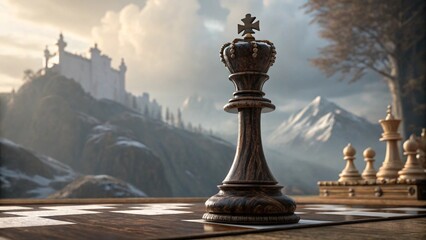 Fototapeta premium chess pieces on the board : Generative AI