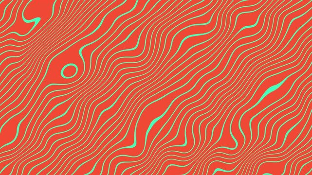 Vibrant abstract orange pattern with wavy turquoise lines suitable for use as a background, design element, gift product, website decoration, or creative inspiration.