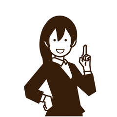 人差し指をたててチェックを促すビジネスマン・会社員・OL