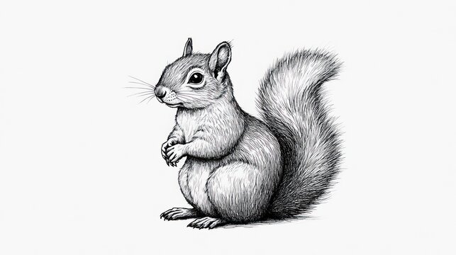 Detailed pencil sketch of a squirrel (2)