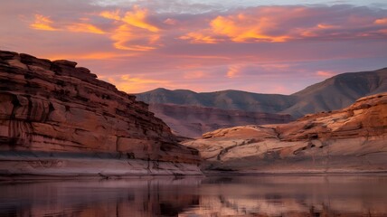 Beautiful river view with two rocky hills
