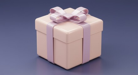 Obraz premium Pink gift box with lavender ribbon.