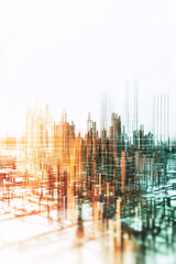 Abstract Cityscape Architecture Orange Teal Hues