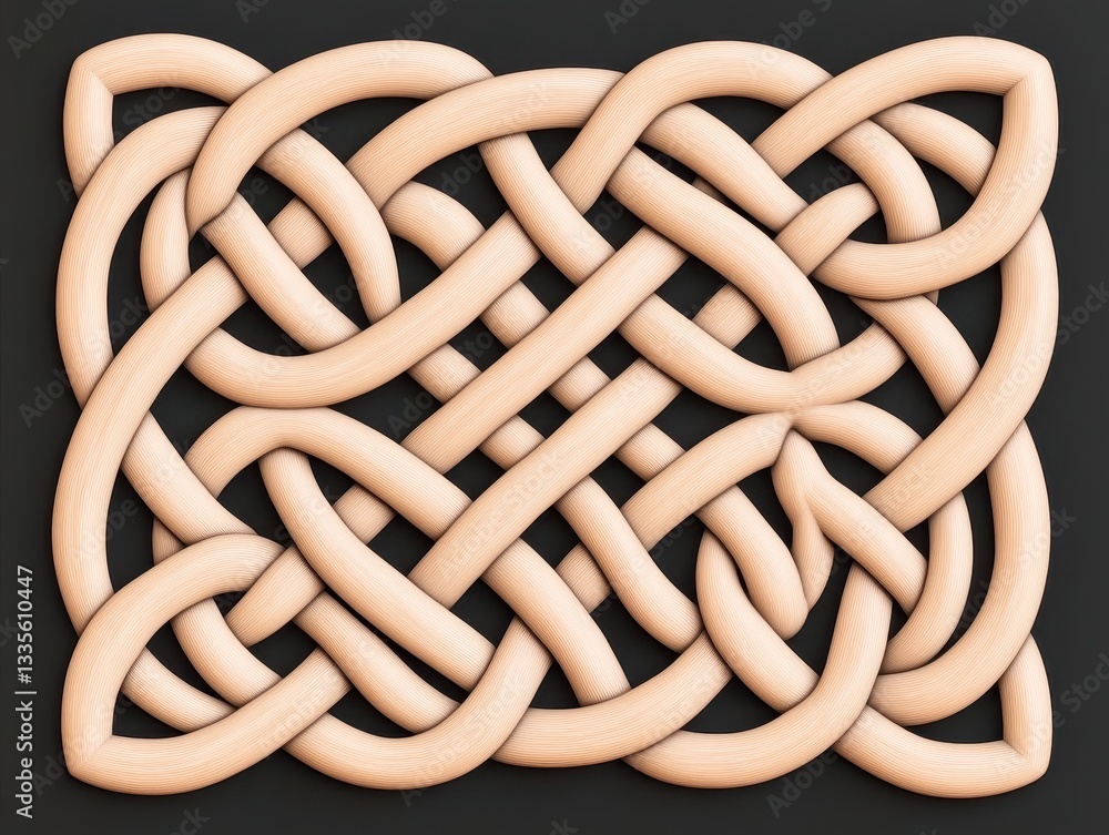 Poster intricate interwoven design featuring soft curves and flowing patterns