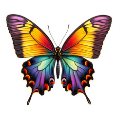 Vibrant Rainbow Butterfly Wings Detailed Nature Insect art gem vivid macro fauna jewel black image  