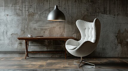 Cozy Modern Interior with Stylish Chair and Elegant Pendant Light
