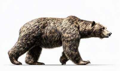 Fototapeta premium Grizzly Bear Walking on White Background