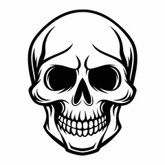 Fototapeta premium Detailed Black and White Vector Silhouette of a Skull for Design Projects Generative AI