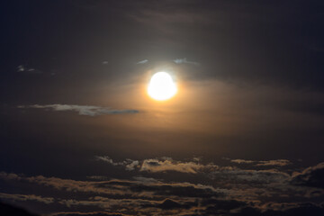 Partial Lunar Eclipse - Blood Moon, Full Moon and clouds
