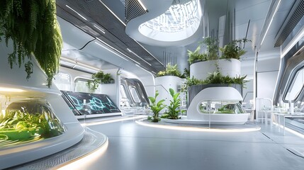Tech startup specializing AI driven sustainability solutions ultra modern futuristic lab