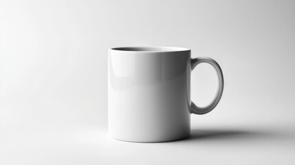 Fototapeta premium Minimalist white ceramic mug with reflections on clean background