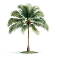 Obraz premium Tall Palm Tree with Lush Green Fronds Set against a Bright White Background