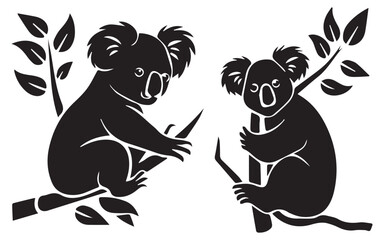 Koala Silhouette Set Flat Illustration © azzedine