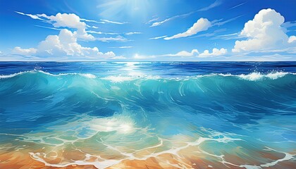 晴れ渡る空！青い海！旅行に行きたくなるようなイラスト素材