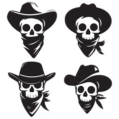 Cowboy Skull Silhouette for Western and Gothic Themes