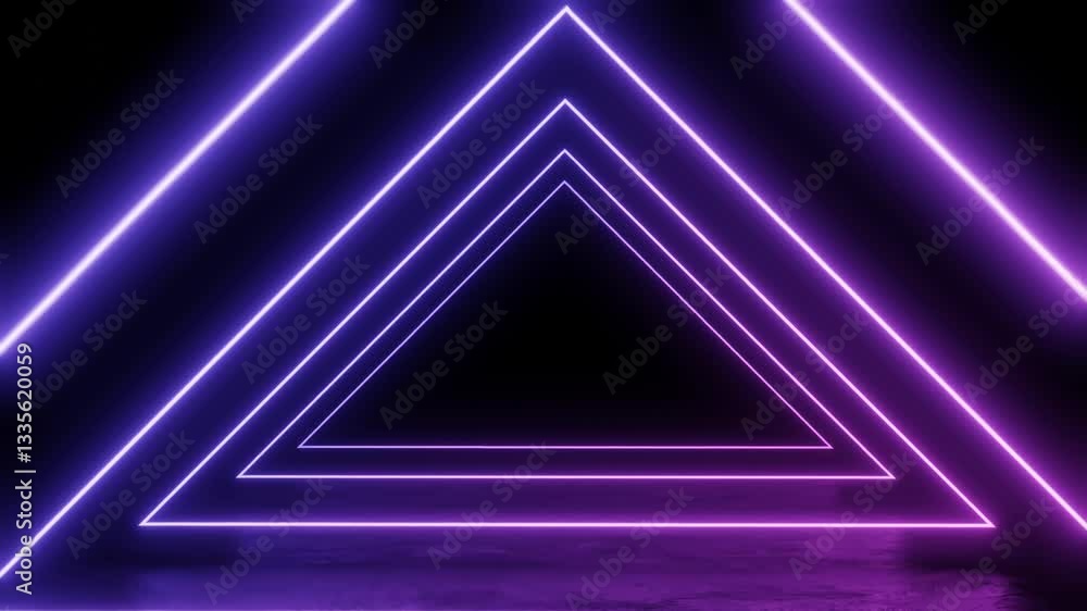 Aufkleber mesmerizing neon triangle tunnel 4k 60fps 3d looping animation