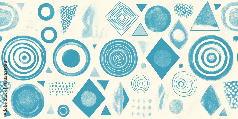 Poster geometric pattern with circles triangles diamonds and polka dots