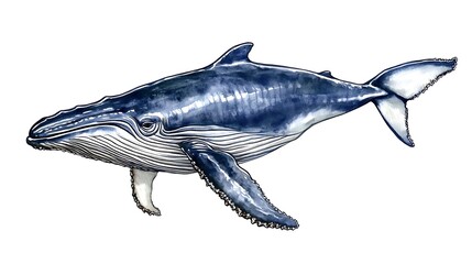 Fototapeta premium Humpback whale illustration.