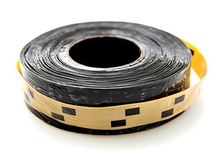 Black tape roll with yellow markers