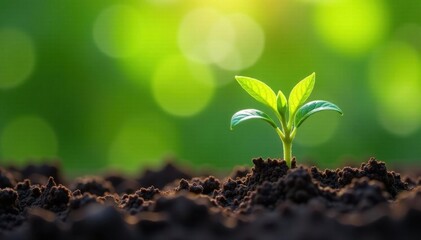 Fototapeta premium Tiny tomato plants sprouting, vibrant green leaves , eco, vine